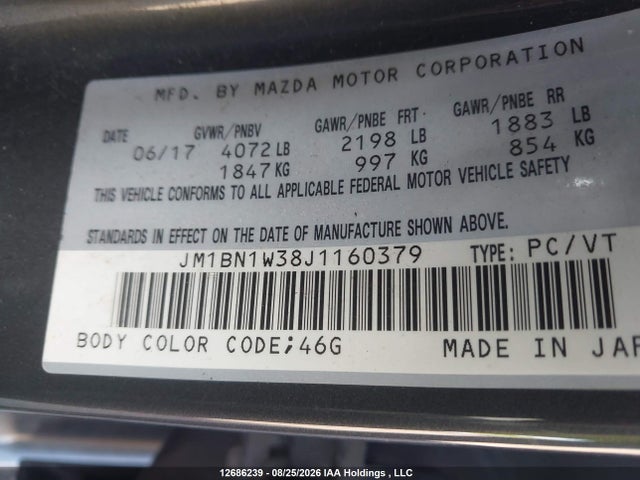 JM1BN1W38J1160379 Mazda 3 Grand Touring