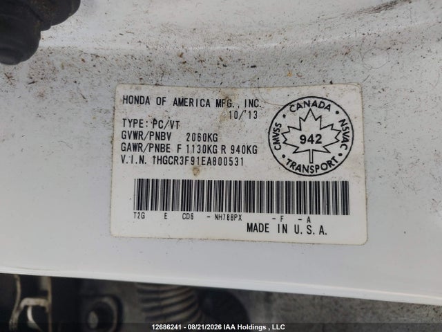 1HGCR3F91EA800531 Honda Accord Touring V6