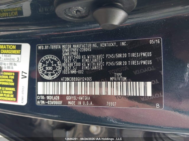 Toyota Venza Xle 2016 4T3BK3BB9GU124065 Image 9