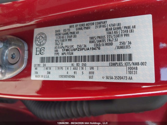 Aukcja sprzedaży 2023 Ford Escape St-line Elite, vin: 1FMCU9PZ9PUA19476, numer aukcji: 12686290