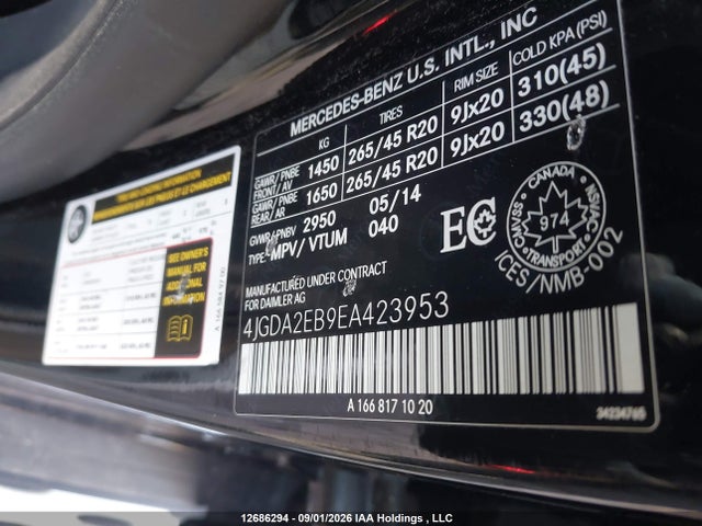4JGDA2EB9EA423953 Mercedes-Benz Ml 350 Bluetec 4matic
