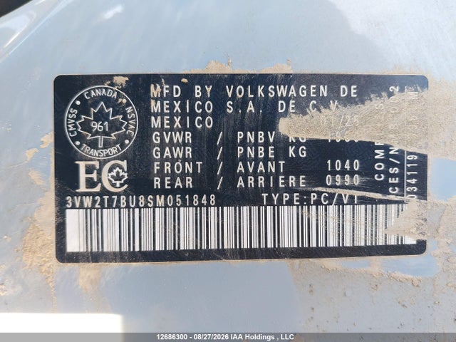 Продажа на аукционе авто 2025 Volkswagen Jetta, vin: 3VW2T7BU8SM051848, номер лота: 12686300