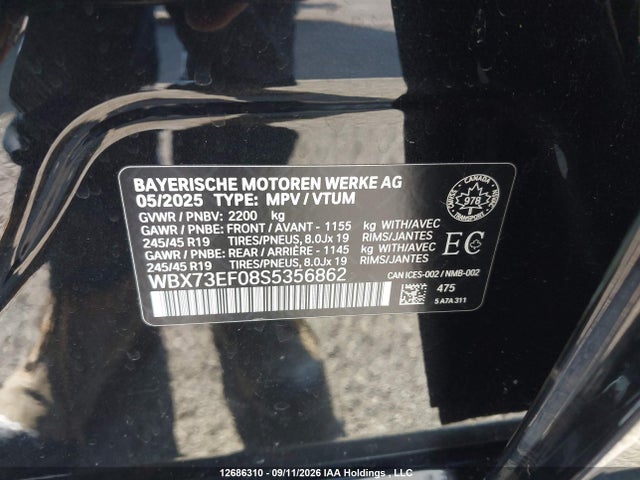 12686310 :رقم المزاد ، WBX73EF08S5356862 vin ، 2025 Bmw X1 Xdrive28i مزاد بيع