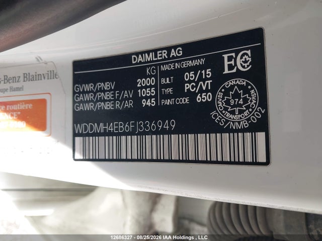 Mercedes-Benz B250 2015 WDDMH4EB6FJ336949 Image 9