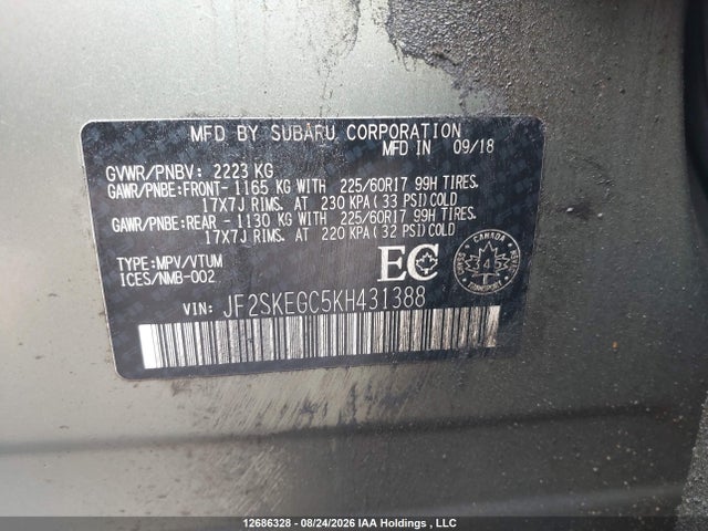 JF2SKEGC5KH431388 Subaru Forester Premium