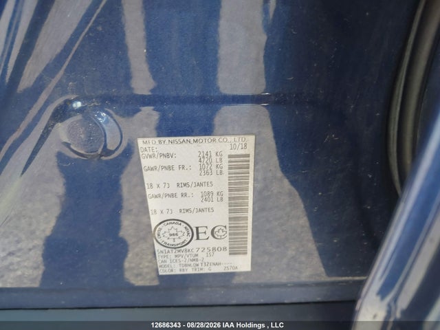 Aukcja sprzedaży 2019 Nissan Rogue S/sl/sv, vin: 5N1AT2MV8KC725808, numer aukcji: 12686343