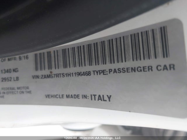 Продажа на аукционе авто 2017 Maserati Ghibli S Q4, vin: ZAM57RTS1H1196468, номер лота: 12686358