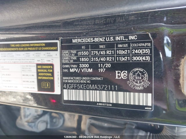 Продажа на аукционе авто 2021 Mercedes-benz Gls 450 4matic, vin: 4JGFF5KE0MA372111, номер лота: 12686360