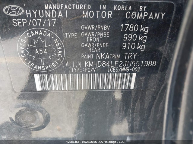 Aukcja sprzedaży 2018 Hyundai Elantra Gl, vin: KMHD84LF2JU551988, numer aukcji: 12686365