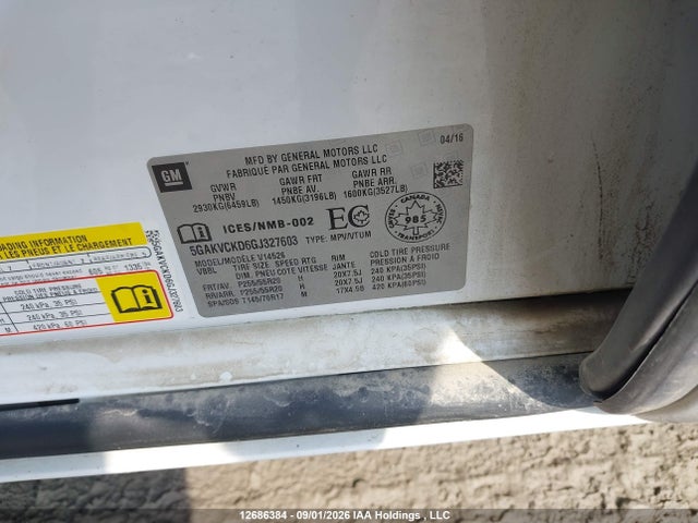 5GAKVCKD6GJ327603 Buick Enclave