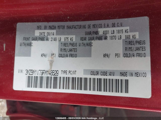 Продаж на аукціоні авто 2015 Mazda 3 Touring, vin: 3MZBM1V79FM148529, номер лоту: 12686405