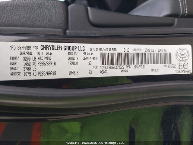 1C4RJFBG3EC170926 Jeep Grand Cherokee Limited