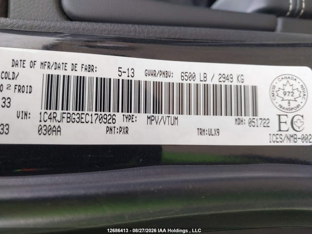 1C4RJFBG3EC170926 Jeep Grand Cherokee Limited