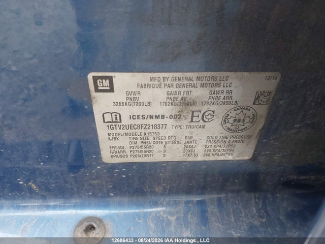GMC Sierra K1500 Sle 2015 1GTV2UEC8FZ218377 Image 9