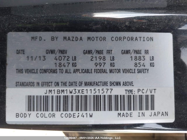 JM1BM1W3XE1151577 Mazda Mazda3 Gt-sky
