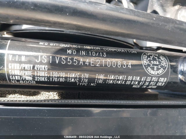 Продажа на аукционе авто 2014 Suzuki Vl800 T, vin: JS1VS55A4E2100834, номер лота: 12686459