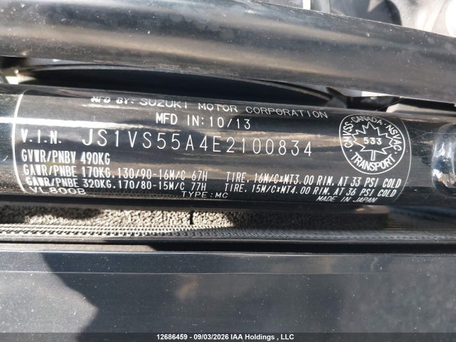 Продажа на аукционе авто 2014 Suzuki Vl800 T, vin: JS1VS55A4E2100834, номер лота: 12686459