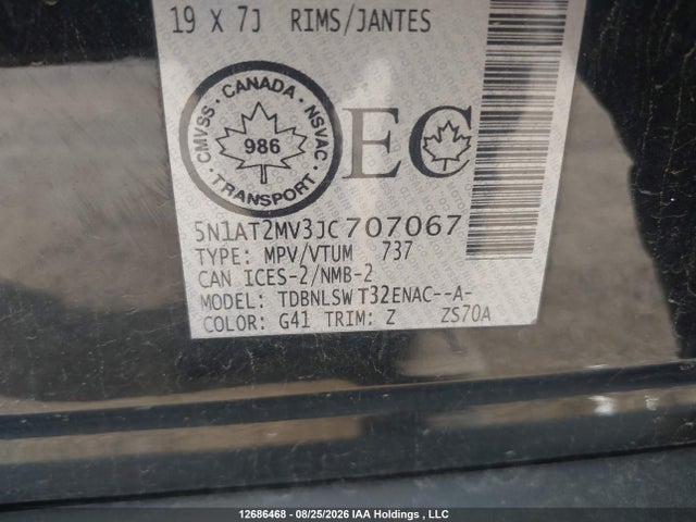 Nissan Rogue Sv/sl 2018 5N1AT2MV3JC707067 Image 9