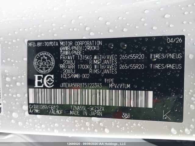 Продаж на аукціоні авто 2026 Toyota 4runner, vin: JTEVA5BR8T5122393, номер лоту: 12686520