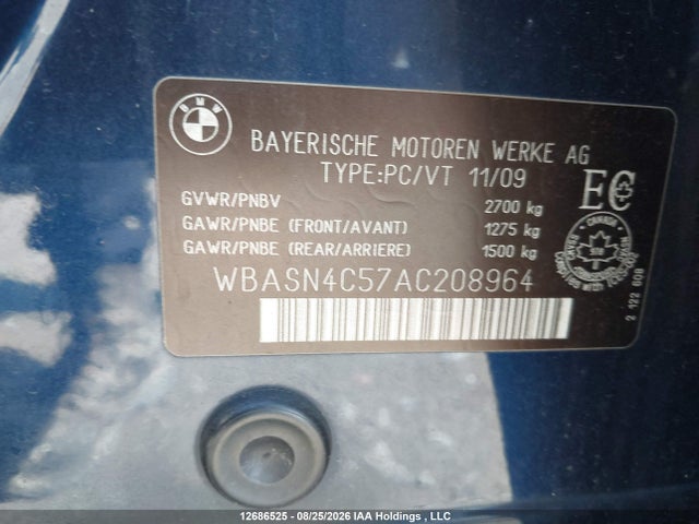 12686525 :رقم المزاد ، WBASN4C57AC208964 vin ، 2010 Bmw 550 Gt مزاد بيع
