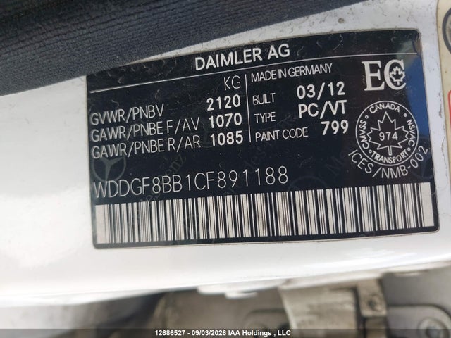 Продаж на аукціоні авто 2012 Mercedes-benz C 300 4matic, vin: WDDGF8BB1CF891188, номер лоту: 12686527