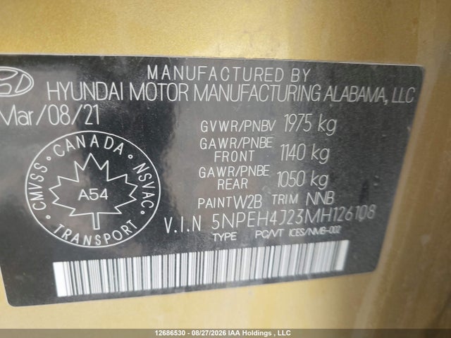 5NPEH4J23MH126108 Hyundai Sonata Ultimate