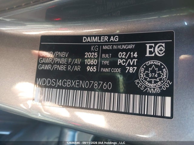 WDDSJ4GBXEN078760 Mercedes-Benz CLA