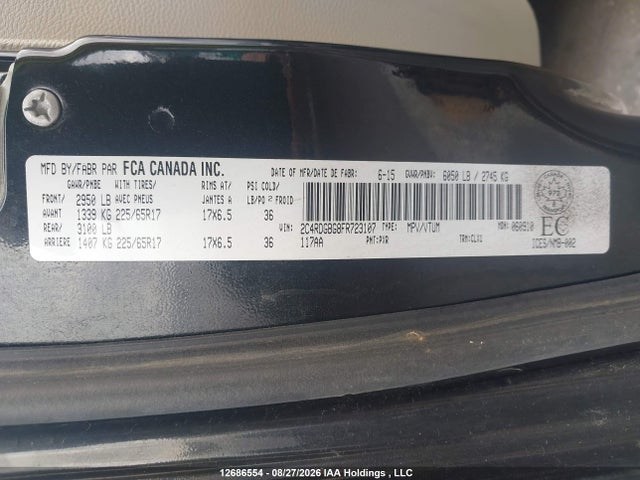Aukcja sprzedaży 2015 Dodge Grand Caravan, vin: 2C4RDGBG8FR723107, numer aukcji: 12686554