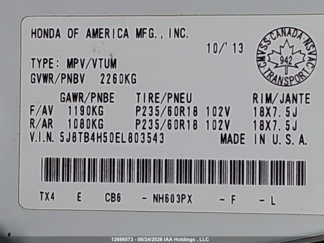 Acura Rdx Technology 2014 5J8TB4H50EL803543 Image 9