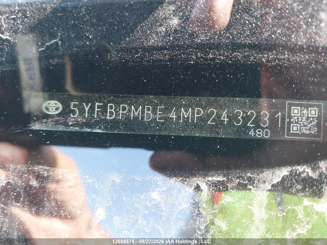 Aukcja sprzedaży 2021 Toyota Corolla, vin: 5YFBPMBE4MP243231, numer aukcji: 12686575