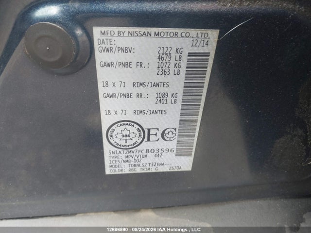 Nissan Rogue S/sl/sv 2015 5N1AT2MV7FC803596 Image 20