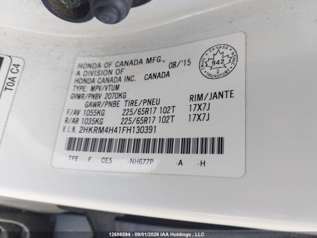 Honda CR-V SE 2015 2HKRM4H41FH130391 Image 9