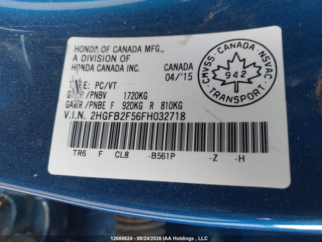 Honda Civic Lx 2015 2HGFB2F56FH032718 Image 9
