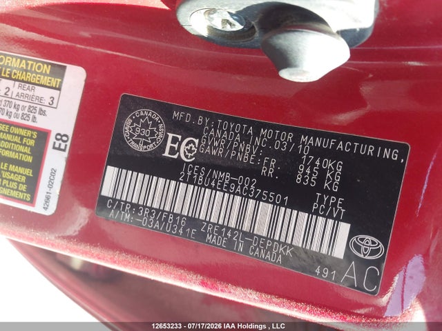 Aukcja sprzedaży 2010 Toyota Corolla Ce, vin: 2T1BU4EE9AC375501, numer aukcji: 12653233
