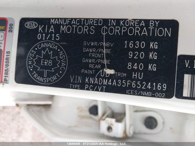 KIA Rio Ex/ex+/lx/lx+/sx 2015 KNADM4A35F6524169 Image 18