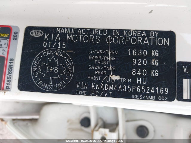 KIA Rio Ex/ex+/lx/lx+/sx 2015 KNADM4A35F6524169 Image 9