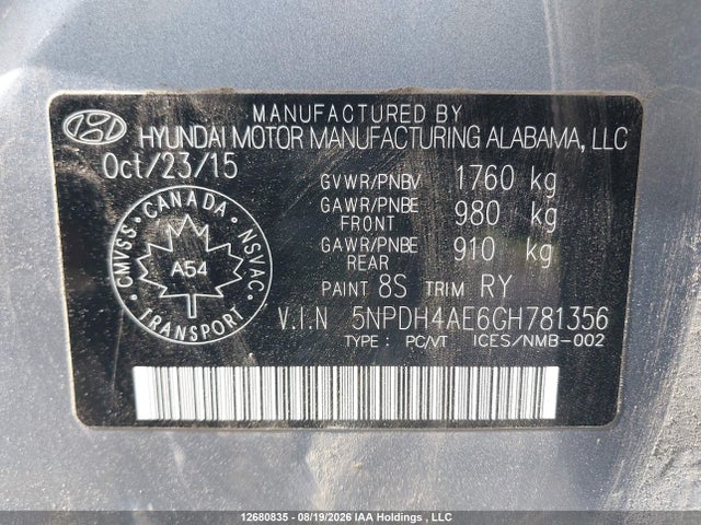 Hyundai ELANTRA GL 2016 5NPDH4AE6GH781356 Image 18