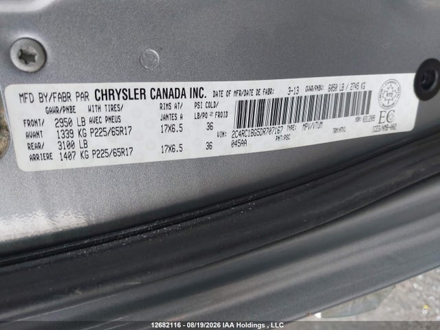 Aukcja sprzedaży 2013 Chrysler Town & Country Touring, vin: 2C4RC1BG5DR707167, numer aukcji: 12682116