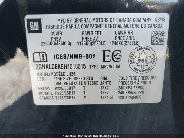 Chevrolet EQUINOX LT 2017 2GNALCEK5H1516515 Image 18