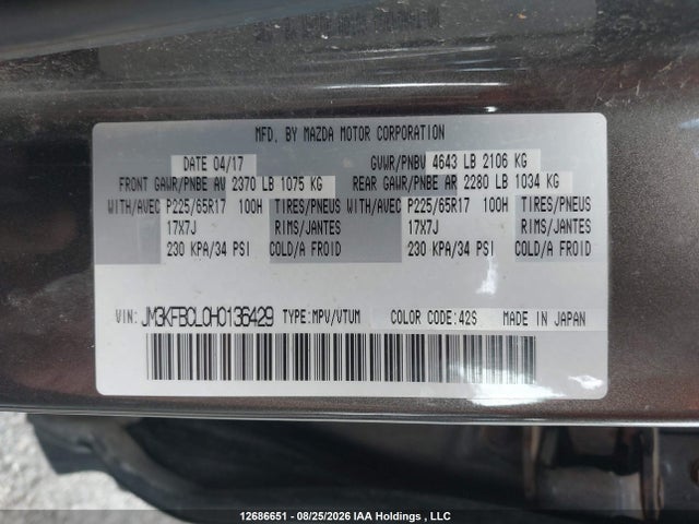 JM3KFBCL0H0136429 Mazda Cx-5 Touring