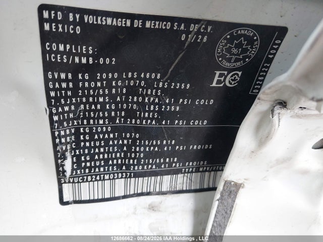 3VVUC7B24TM039371 Volkswagen TAOS SE
