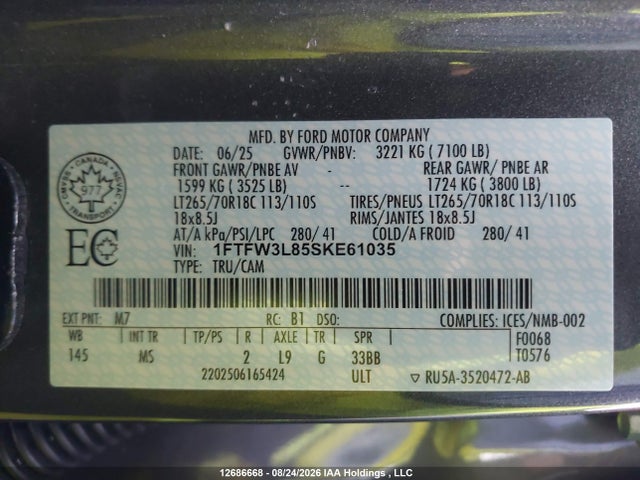 Ford F150 Xlt 2025 1FTFW3L85SKE61035 Image 18