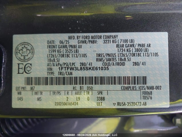Ford F150 Xlt 2025 1FTFW3L85SKE61035 Image 9