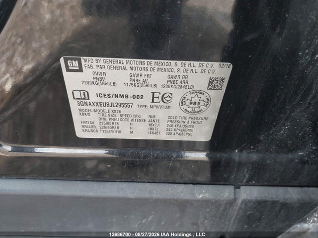 3GNAXXEU8JL295557 Chevrolet Equinox Premier