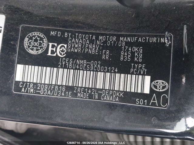 Aukcja sprzedaży 2009 Toyota Corolla Ce, vin: 2T1BU40E59C003124, numer aukcji: 12686714
