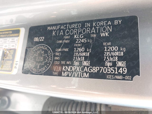 Aukcja sprzedaży 2023 Kia Sportage, vin: KNDPXCAG8P7035149, numer aukcji: 12686719
