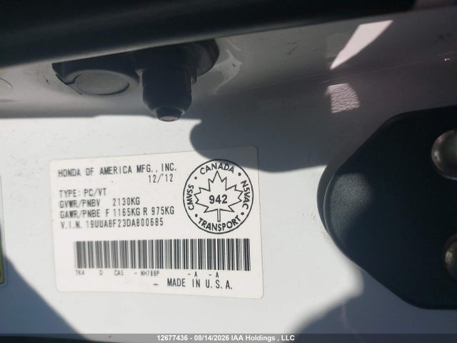 Продаж на аукціоні авто 2013 Acura Tl, vin: 19UUA8F23DA800685, номер лоту: 12677436
