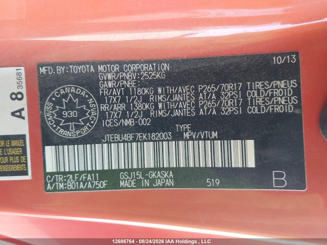 Toyota FJ Cruiser 2014 JTEBU4BF7EK182003 Image 19