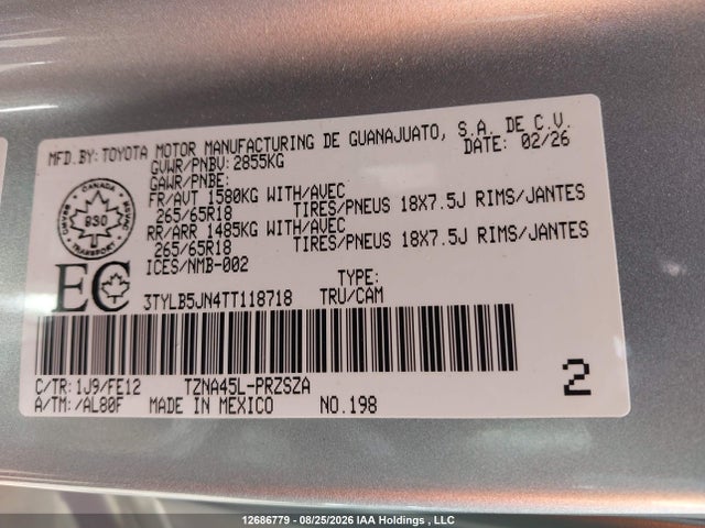 Toyota Tacoma 2026 3TYLB5JN4TT118718 Image 9