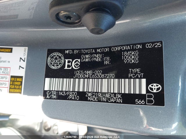 Toyota Corolla Hybrid Le 2025 JTDBCMFE6S3087270 Image 9